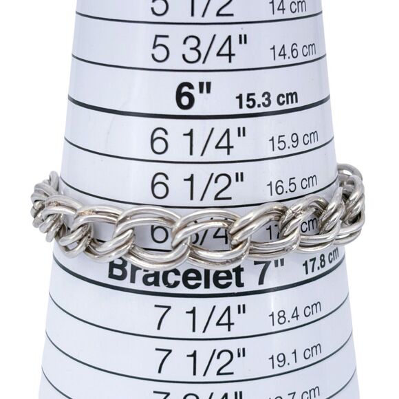 Vintage Italy Sterling Silver 925 Double Link Chain Bracelet 7.25" - Picture 5 of 7